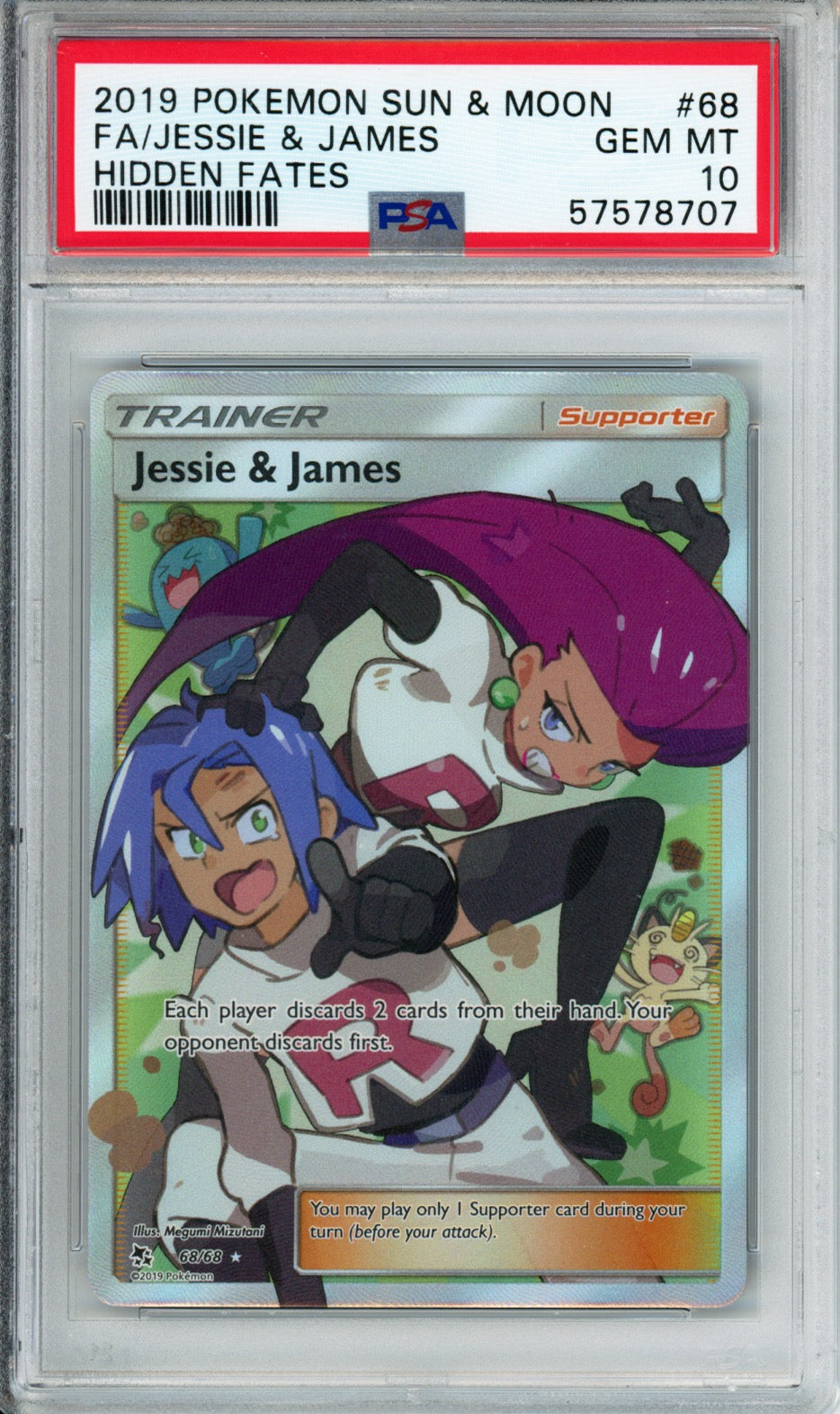 Jessie & James (Full Art) - 2019 Hidden Fates - #68/68 - PSA10