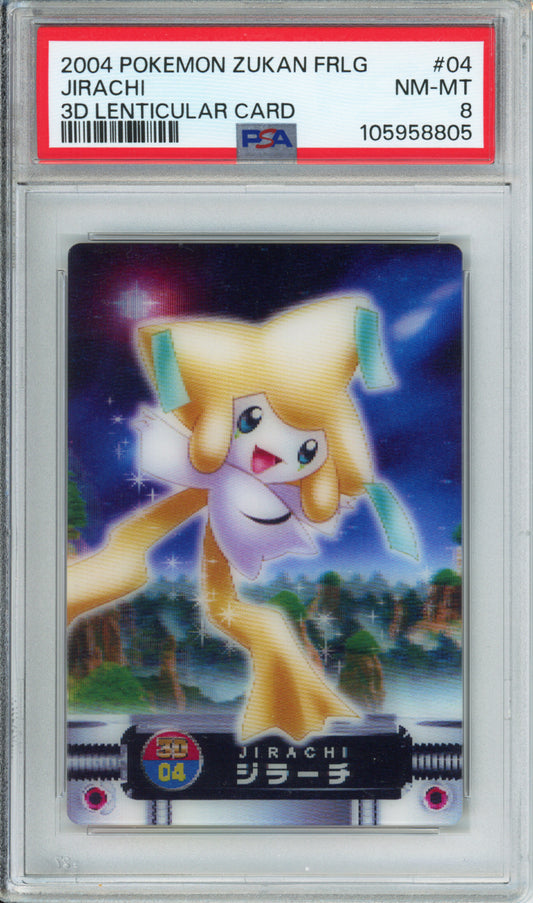 Jirachi - 2004 Pokemon Zukan - Fire Red, Leaf Green - 3D Lenticular Card - #04 - PSA8