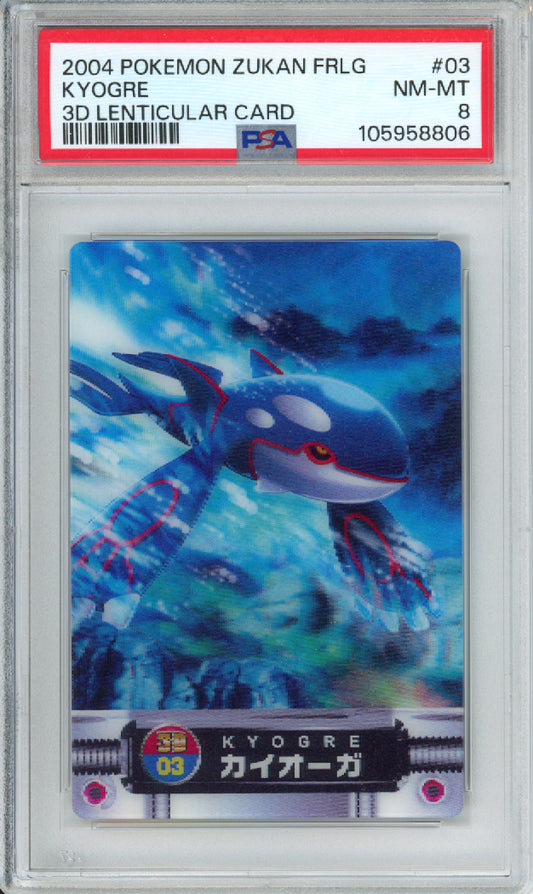 Kyogre - 2004 Pokemon Zukan - Fire Red, Leaf Green - 3D Lenticular Card - #03 - PSA8