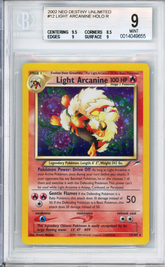 Light Arcanine (Holo) - 2002 Neo Destiny - Unlimited - #12/105 - BGS9 - POP 18