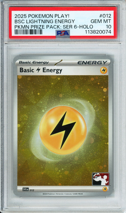 Basic Lightning Energy (Holo) - 2025 Play! Promo - Pokemon Prize Pack: Series 6 - #012 - PSA10