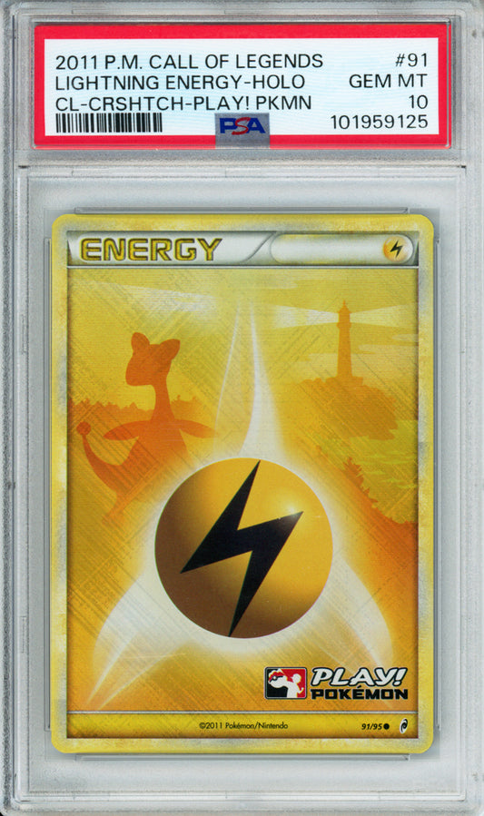 Lightning Energy (Crosshatch Holo) - 2011 Call of Legends - Play! Pokemon - #91/95 - PSA10