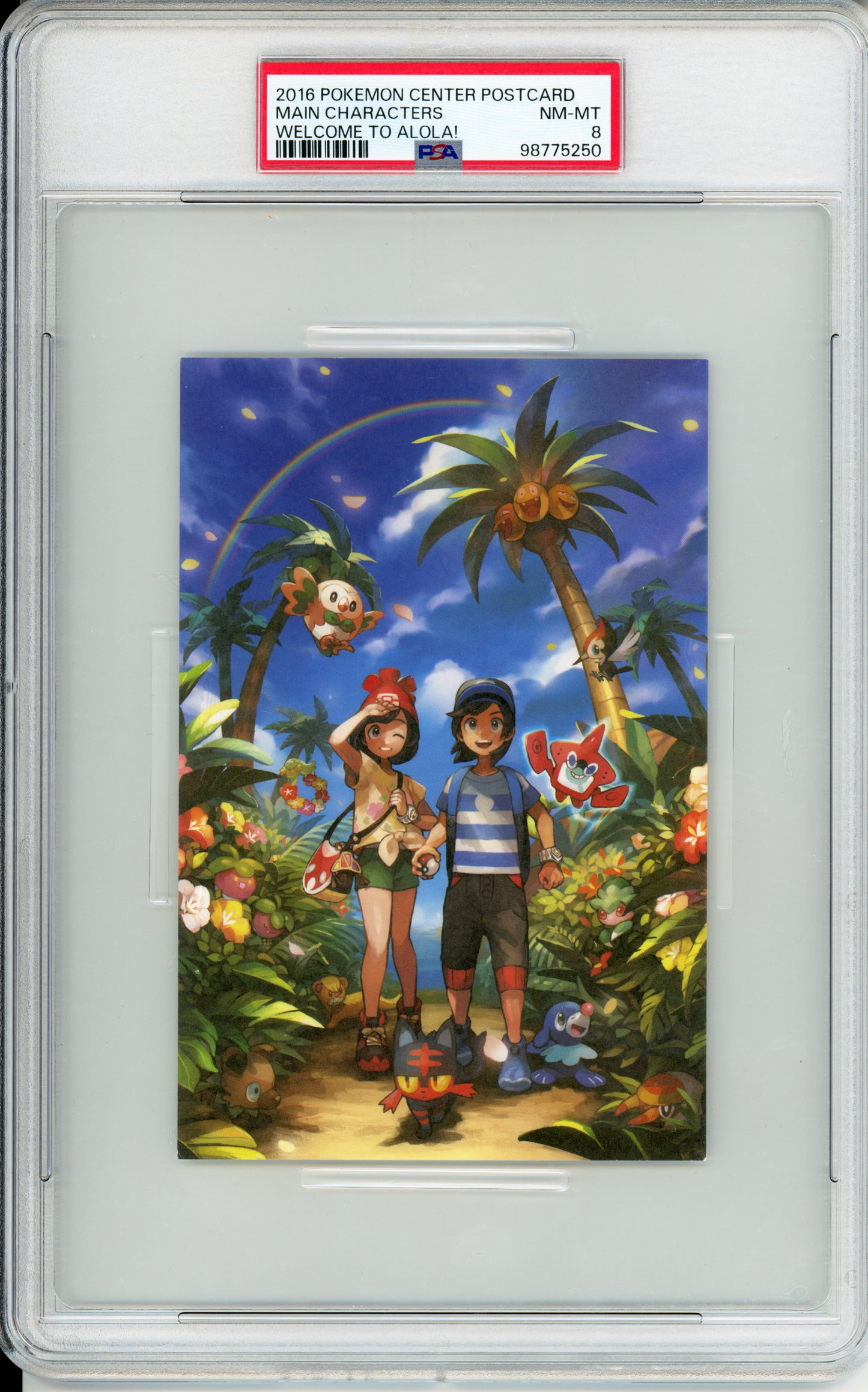 Main Characters - 2016 Pokemon Center Postcard - Welcome to Alola! - Japanese - PSA8