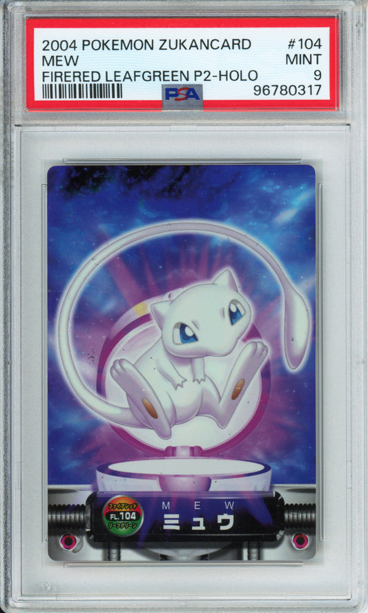 Mew (Holo) - 2004 Pokemon Zukancard - Fire Red, Leaf Green - Part 2 - #104 - PSA9