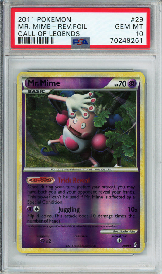 Mr. Mime (Reverse Foil) - 2011 Call of Legends - #29/95 - PSA10
