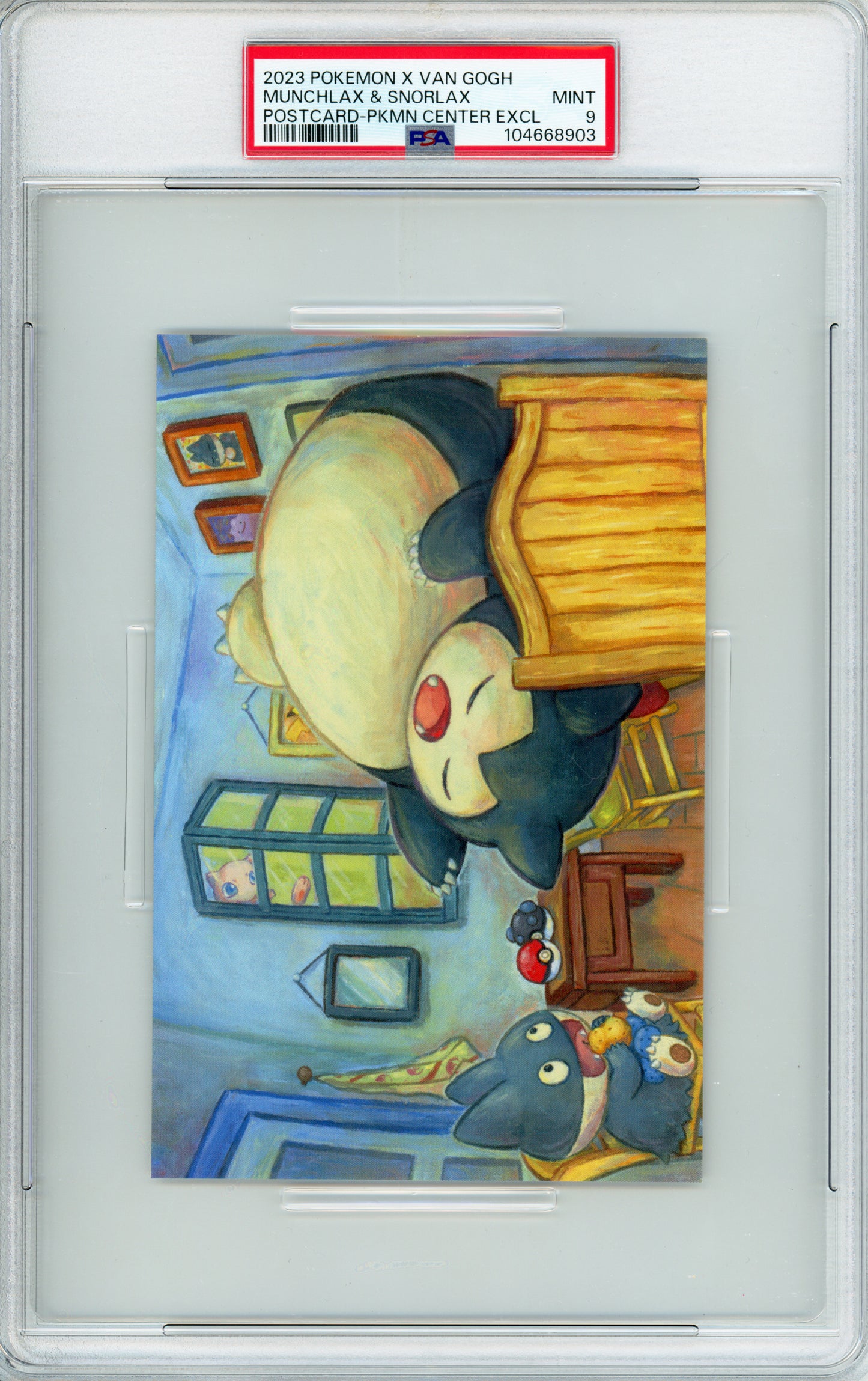 Munchlax & Snorlax - 2023 Pokemon Post Card - Pokemon x Van Gogh - Pokemon Center Exclusive - PSA9