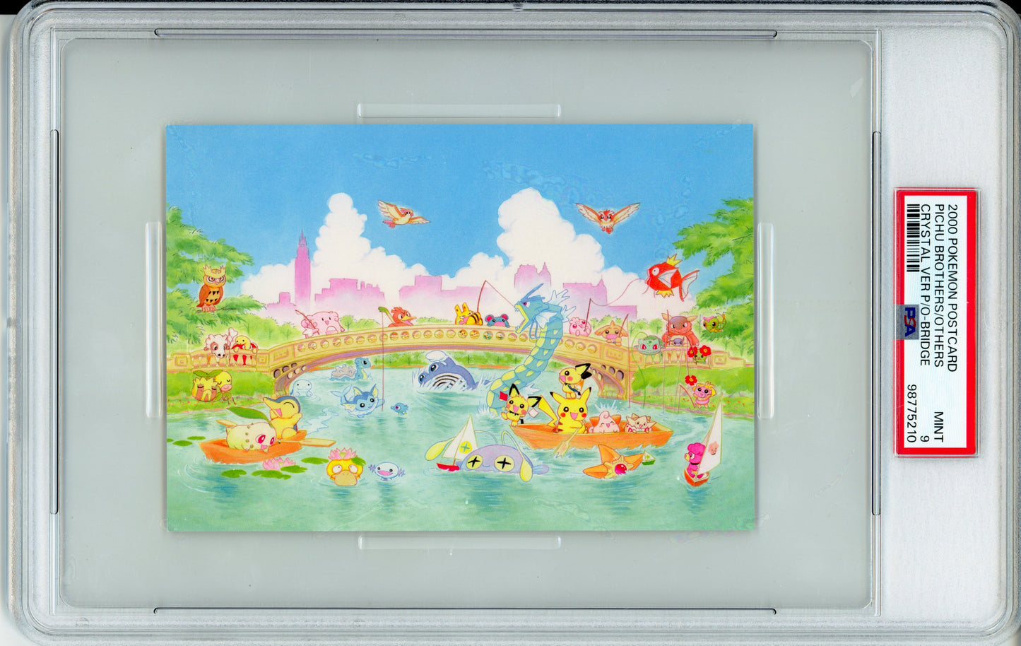 Pichu Brothers & Others - 2000 Pokemon Postcard - Crystal Ver P/O - Bridge - Japanese - PSA9