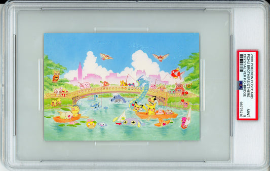 Pichu Brothers & Others - 2000 Pokemon Postcard - Crystal Ver P/O - Bridge - Japanese - PSA9
