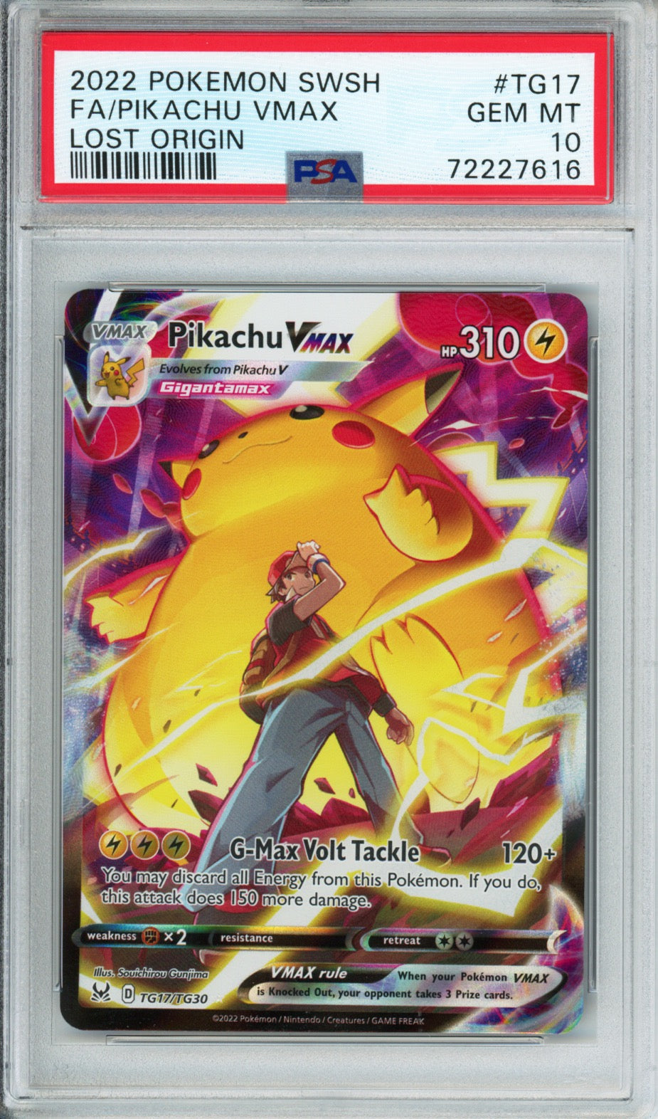 Pikachu VMAX (Full Art) - 2022 Lost Origin - #TG17/TG30 - PSA10