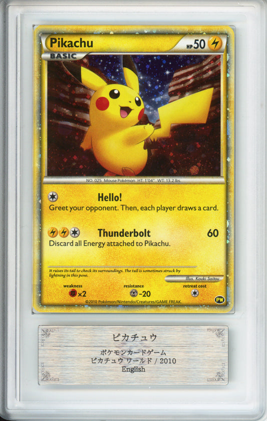 Pikachu (Holo, English) - 2010 World Collection Promo - ARS10+ - With Certificate