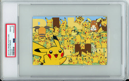 Pikachu & Friends - 2017 Pokemon Center Online Postcard - August - PSA10