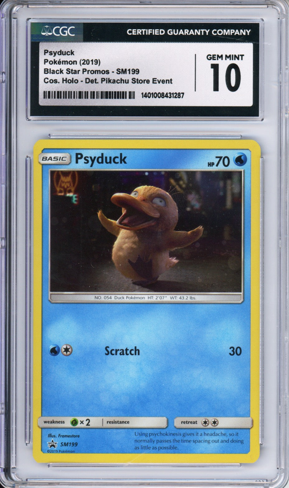 Psyduck (Cosmos Holo) - 2019 Black Star Promo - Detective Pikachu Store Event - #SM199 - CGC10 - POP 8