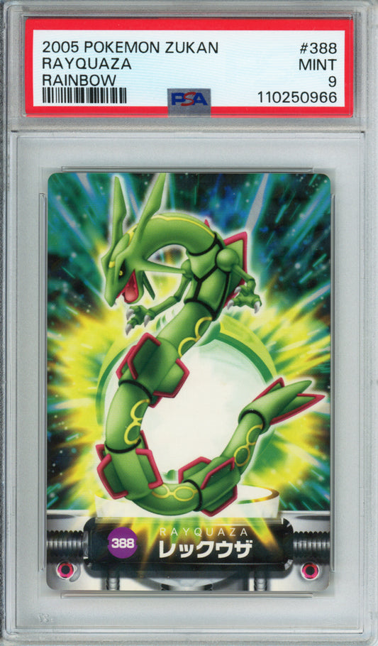 Rayquaza (Rainbow) - 2005 Pokemon Zukan - Japanese - #388 - PSA9