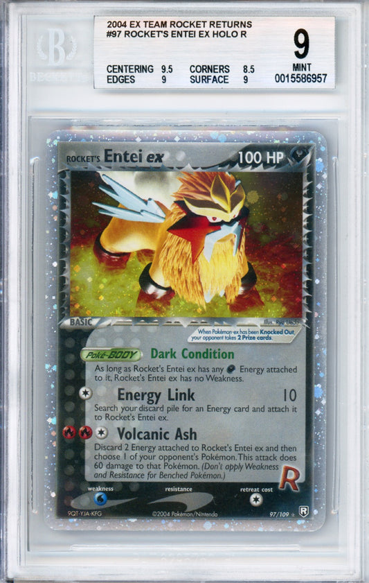 Rocket's Entei ex (Holo) - 2004 EX Team Rocket Returns - #97/109 - BGS9 - POP 15