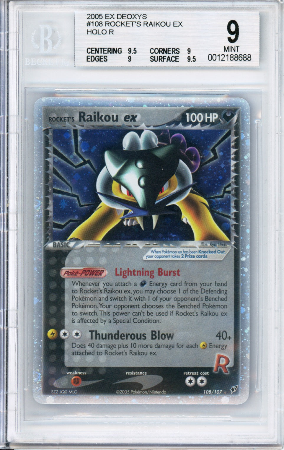 Rocket's Raikou ex (Holo) - 2005 EX Deoxys - #108/107 - BGS9