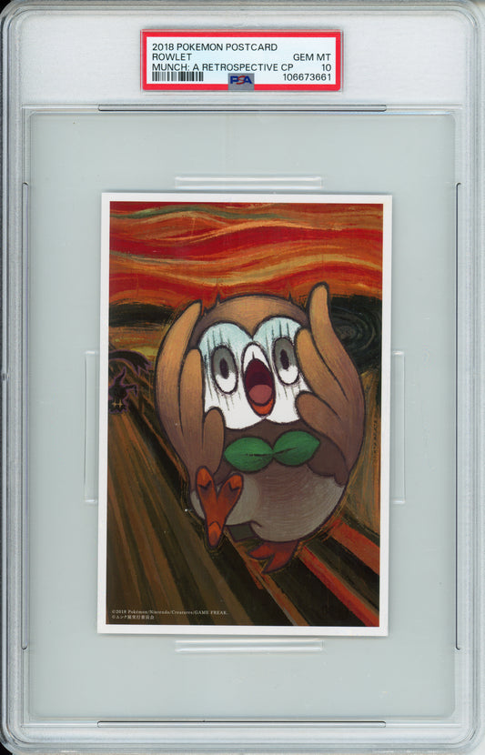 Rowlet - 2018 Pokemon Postcard - Munch: A Retrospective Campaign - PSA10