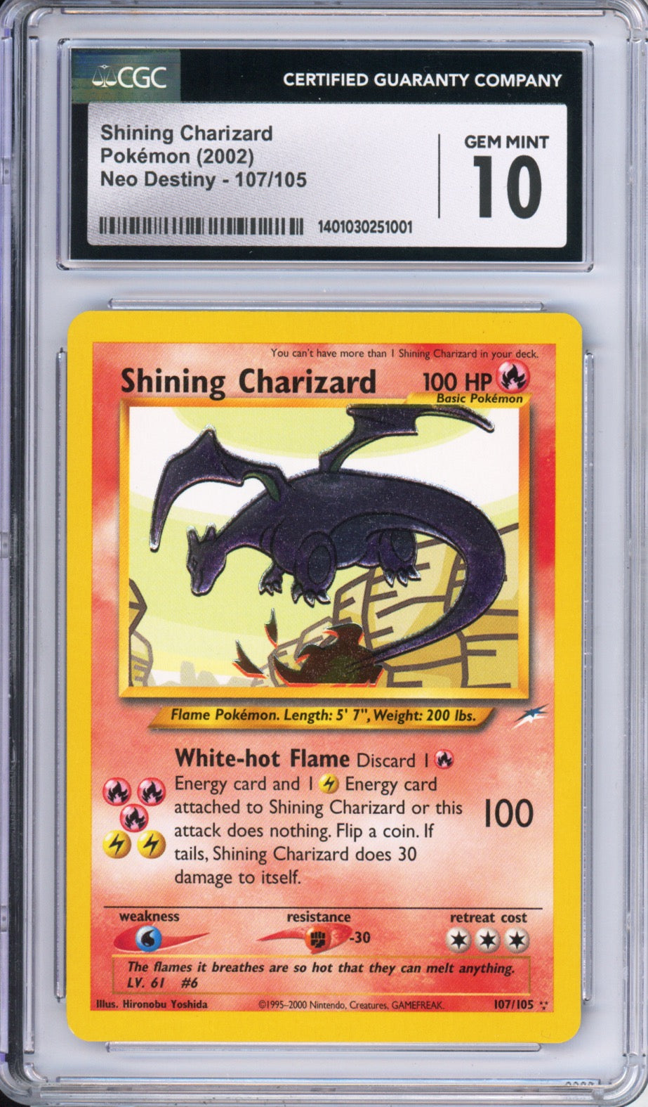 Shining Charizard - 2002 Neo Destiny - #107/105 - CGC10 - POP 24