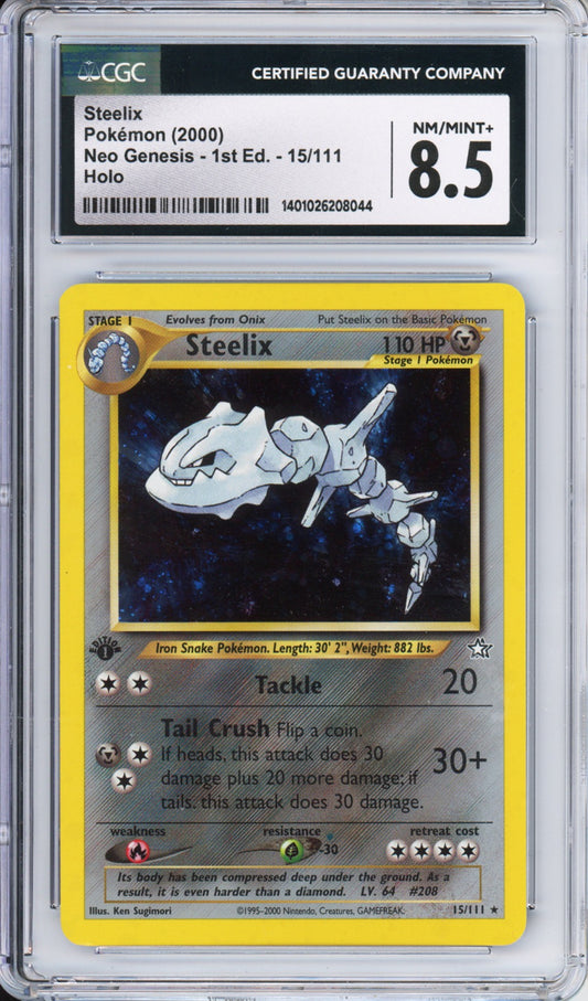 Steelix (Holo) - 2000 Neo Genesis - 1st Edition - #15/111 - CGC8.5 - POP 77