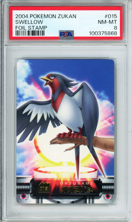 Swellow (Foil Stamp) - 2004 Pokemon Zukan - #015 - PSA8