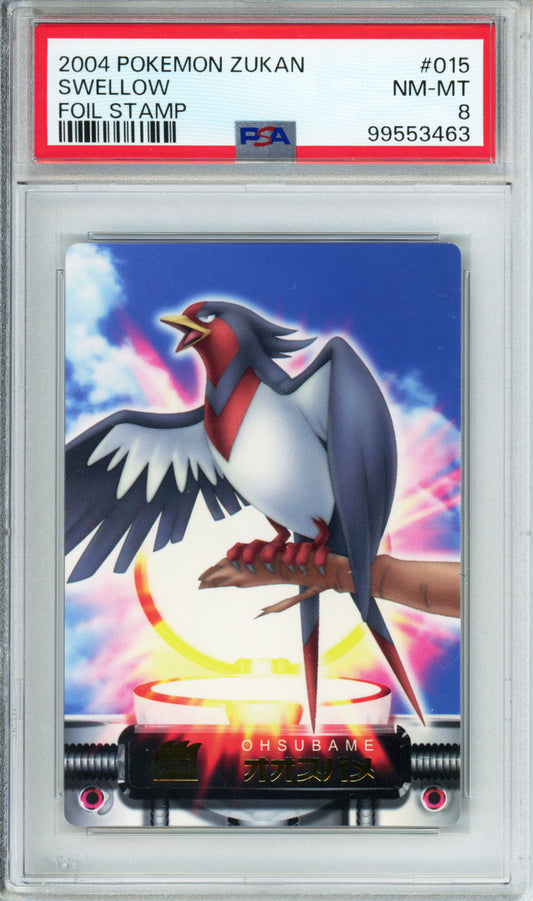 Swellow (Foil Stamp) - 2004 Pokemon Zukan - #015 - PSA8