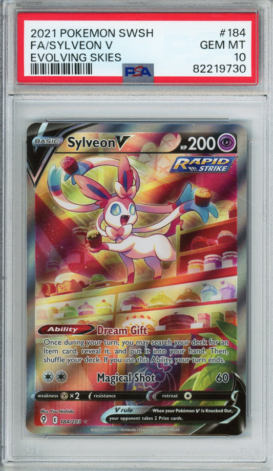 Sylveon V (Full Art) - 2021 Evolving Skies - #184/203 - PSA10 - POP 3,990