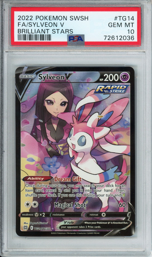 Sylveon V (Full Art) - 2022 Brilliant Stars - #TG14/TG30 - PSA10