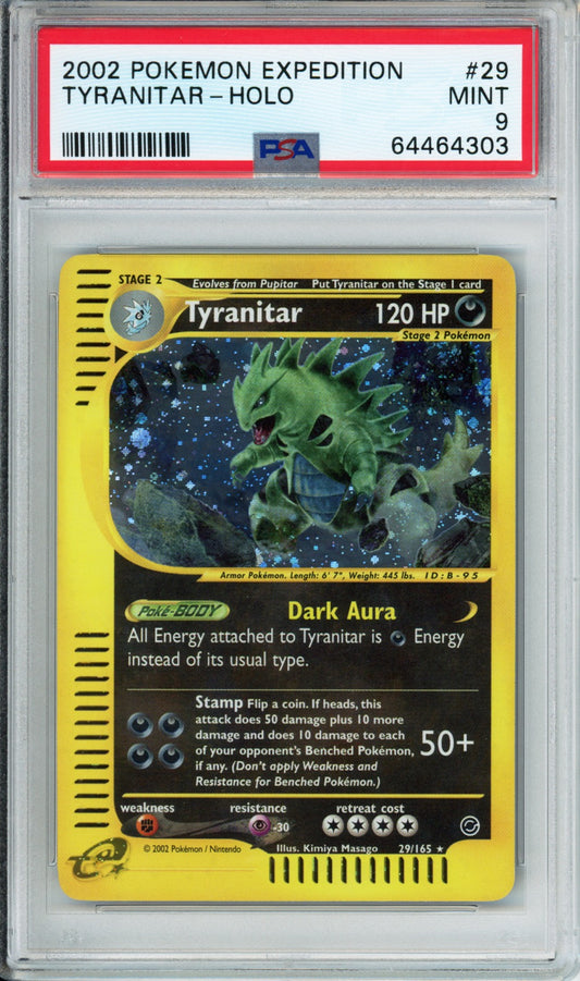 Tyranitar (Holo) - 2002 Expedition - #29/165 - PSA9 - POP 354