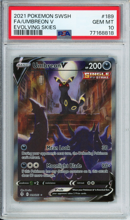 Umbreon V (Full Art) - 2021 Evolving Skies - #189/203 - PSA10