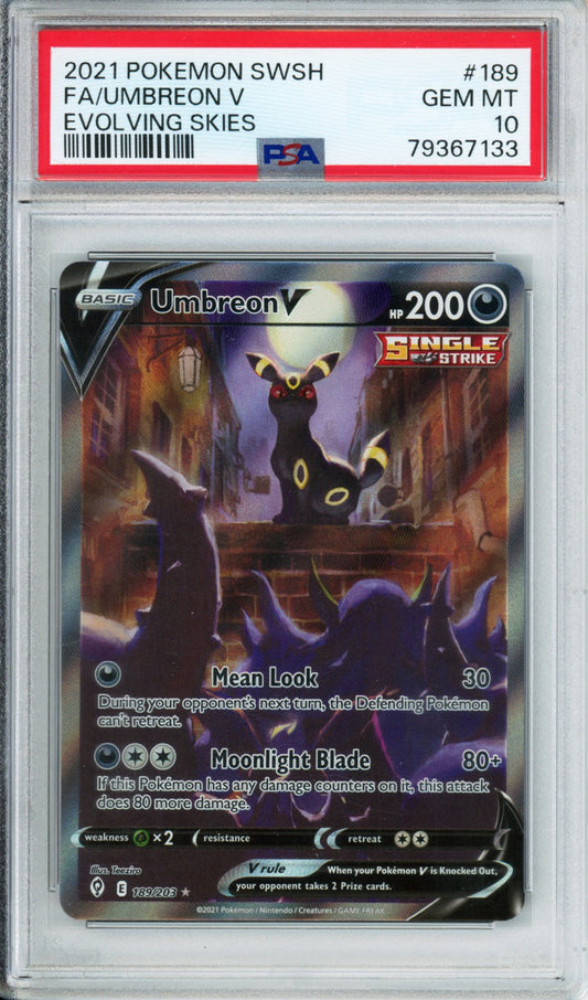 Umbreon V (Full Art) - 2021 Evolving Skies - #189/203 - PSA10