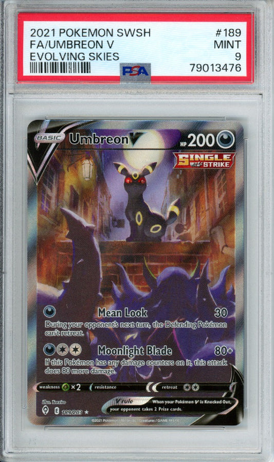 Umbreon V (Full Art) - 2021 Evolving Skies - #189/203 - PSA9