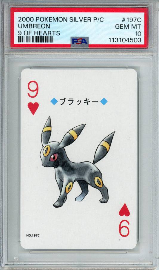 Umbreon (9 of Hearts) - 2000 Pokemon Silver Playing Cards - Japanese - #197C - PSA10