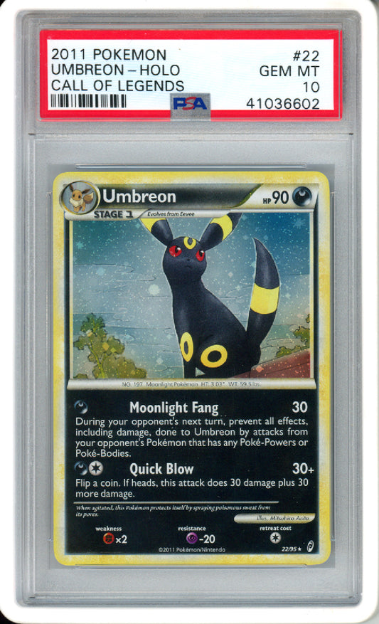 Umbreon (Holo) - 2011 Call of Legends - #22/95 - PSA10