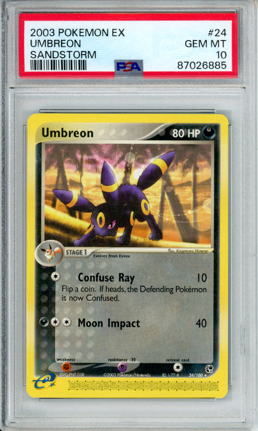 Umbreon - 2003 EX Sandstorm - #24/100 - PSA10