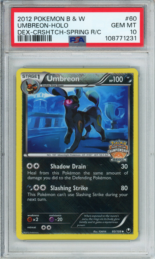 Umbreon (Holo, Crosshatch, Regional Championship) - 2012 Dark Explorers - #60/108 - PSA10