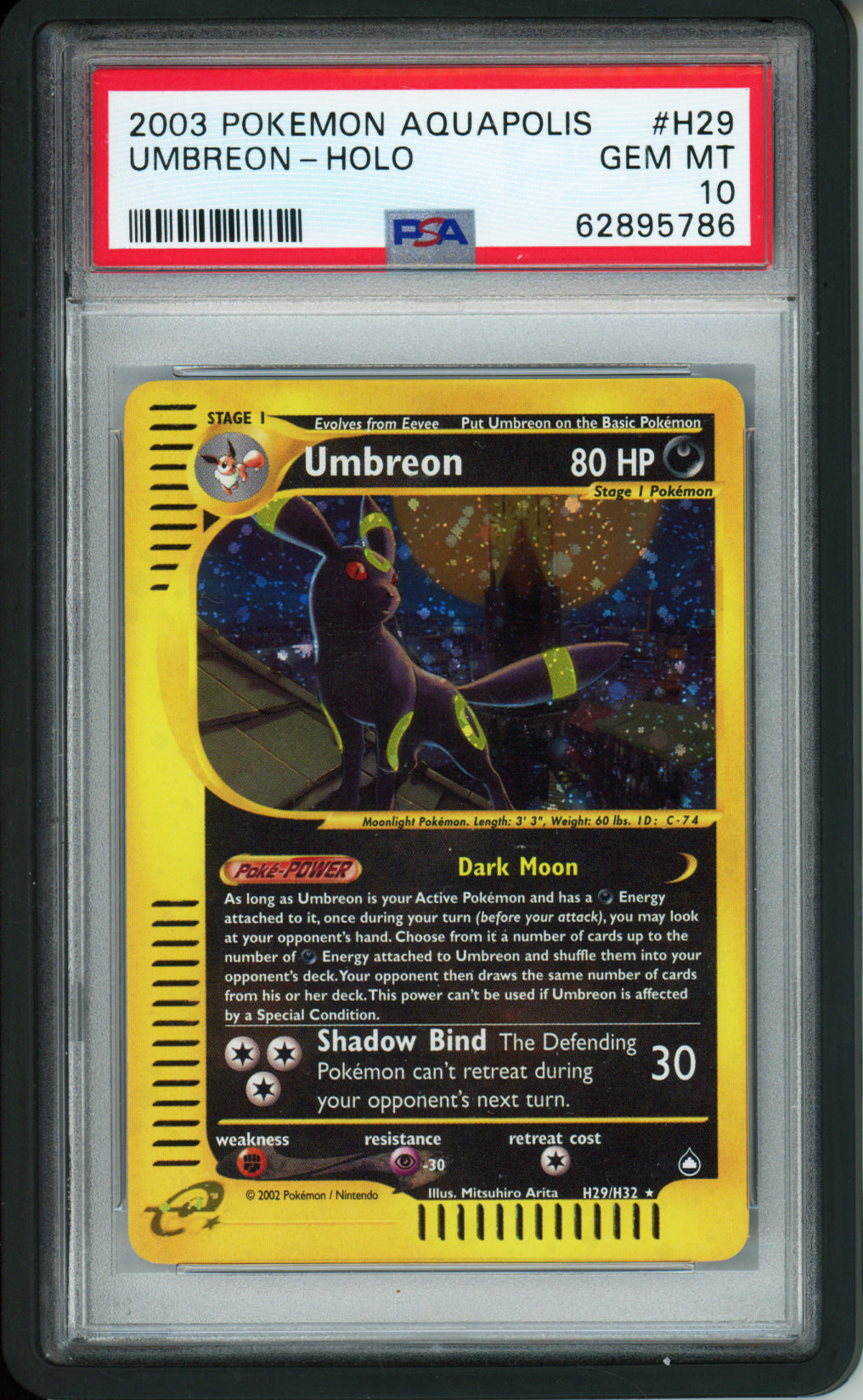 Umbreon (Holo) - 2003 Aquapolis - #H29/H32 - PSA10