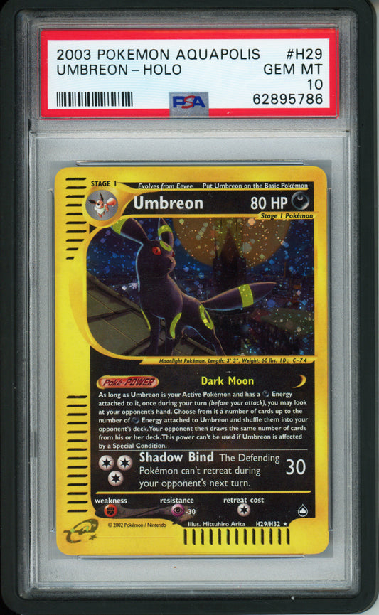 Umbreon (Holo) - 2003 Aquapolis - #H29/H32 - PSA10
