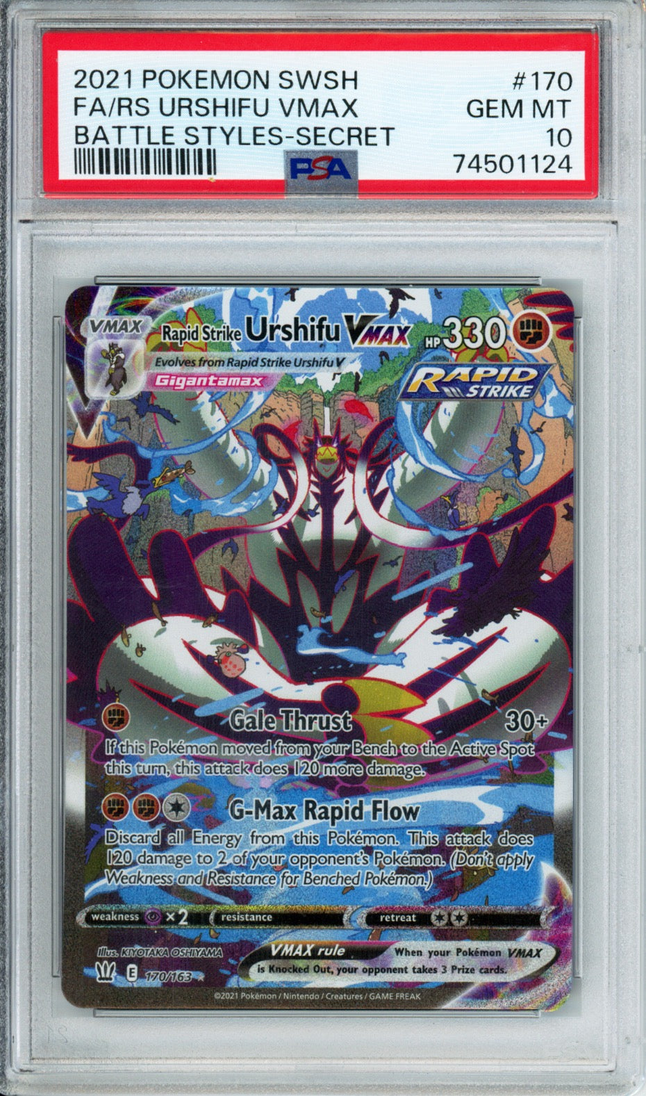 Rapid Strike Urshifu VMAX (Full Art, Secret Rare) - 2021 Battle Styles - #170/163 - PSA10