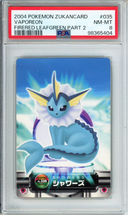 Vaporeon - 2004 Zukan Card - Fire Red, Leaf Green Part 2 - #035 - PSA8