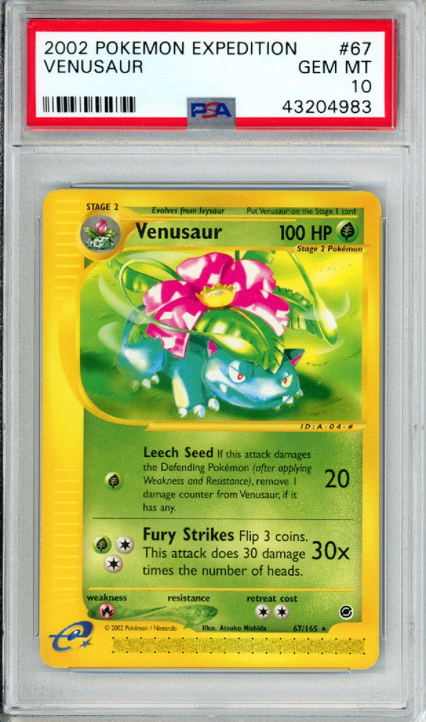 Venusaur (Set of 2) - 2002 Expedition - #67/165 & #68/165 - PSA10 - Sequential Cert Numbers