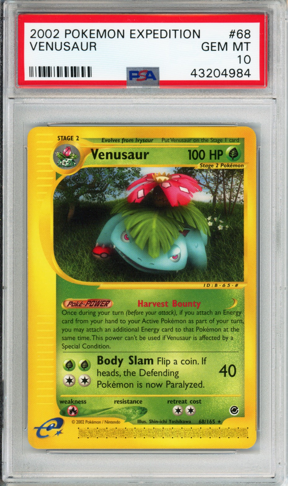 Venusaur (Set of 2) - 2002 Expedition - #67/165 & #68/165 - PSA10 - Sequential Cert Numbers