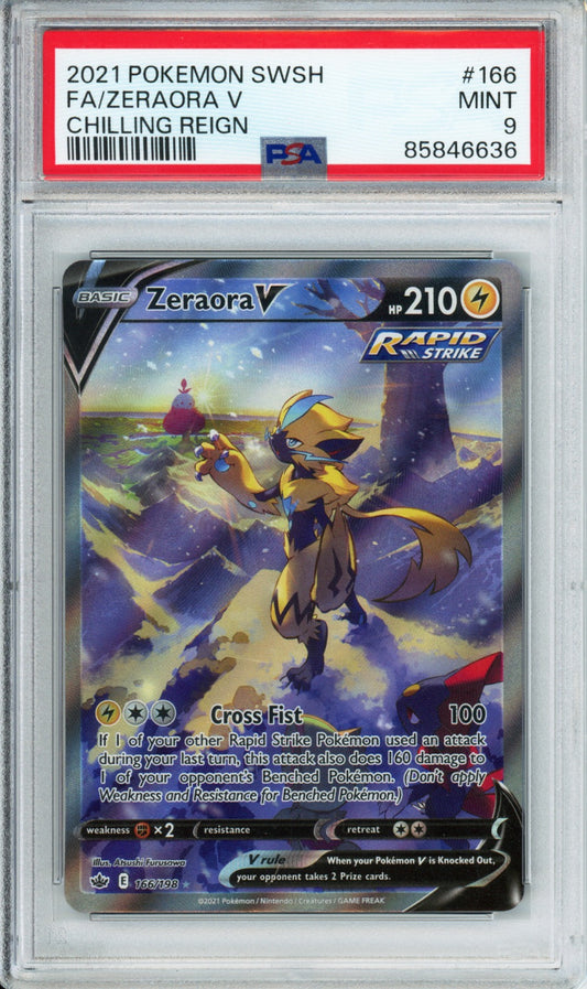 Zeraora V (Full Art) - 2021 Chilling Reign - #166/198 - PSA9