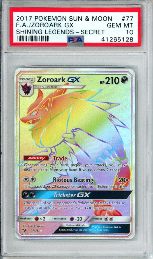 Zoroark GX (Full Art, Secret Rare) - 2017 Shining Legends - #77/73 - PSA10